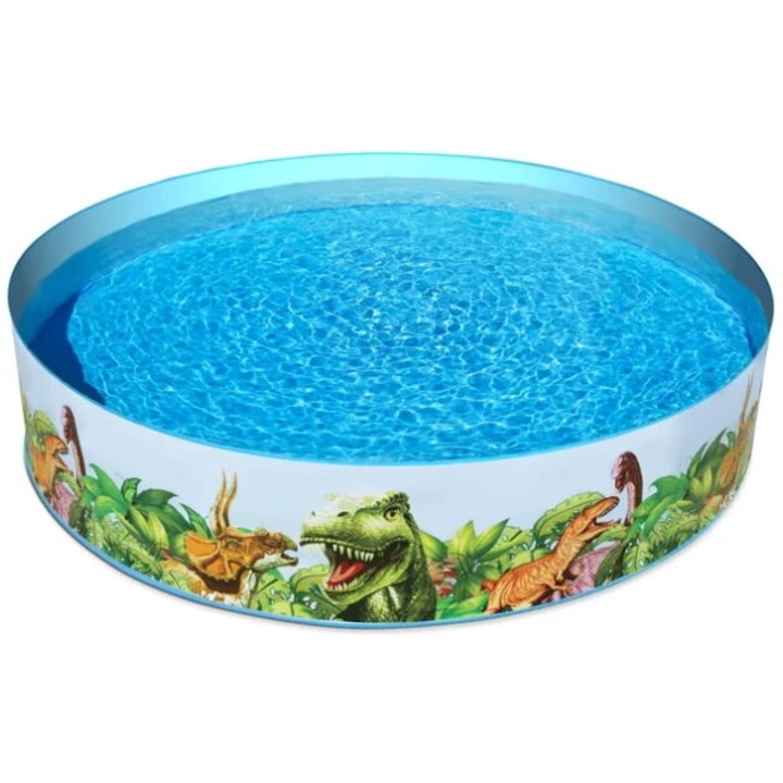 Piscina Bestway Dinosaur 55022, supraterana, rotunda, fara cadru, 183 x 38 cm, pentru copii