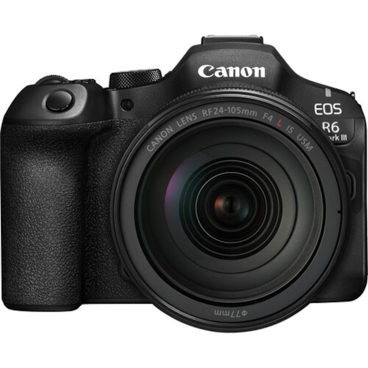 Aparat foto mirrorless Canon EOS R6 Mark III V5 cu obiectiv RF24-105 4L, negru