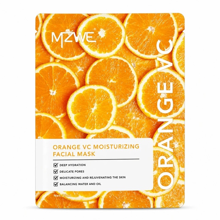 MZWE C-vitaminás és narancsos, intenzív hidratáló és ragyogást adó arcmaszk szalvétatípusban, 25ml