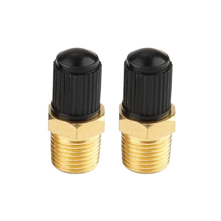Légkompresszor tartály töltőszelep készlet, 2 db, sárgaréz, fekete-arany, 1/8x0.4 inch