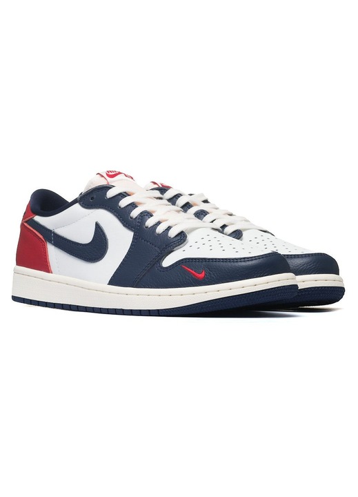Мъжки кецове, Nike, Air Jordan 1 HQ2993-100, бял/тъмносин, естествена кожа, 42 EU
