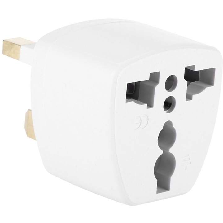 Adaptor universal de priza, convertor US/EU/AU la UK, alb, 220V 13A 500W