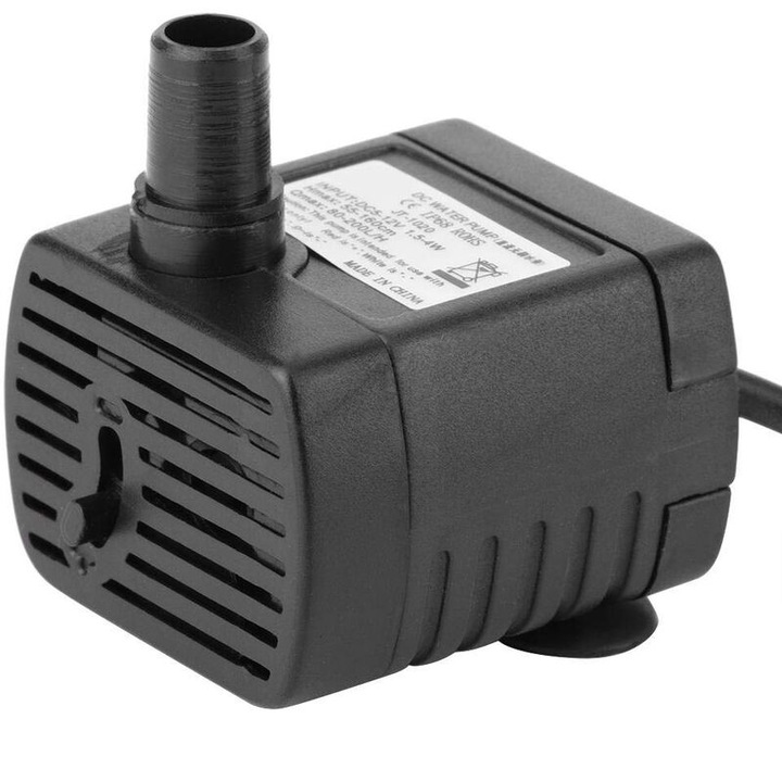 Pompa apa submersibila mini USB, neagra, 3.7x3.5x4.5cm, 150L/h