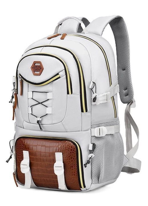Rucsac Multifunctional pentru Calatorie, pentru Alpinism, Voiaj, Drumetii, din Panza Oxford, 34x16x52 cm, Alb