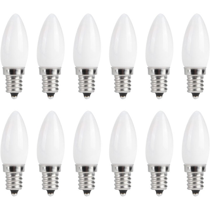 10 db E12 LED 1.5W meleg fehér izzó készlet 6x2.5x2.5cm