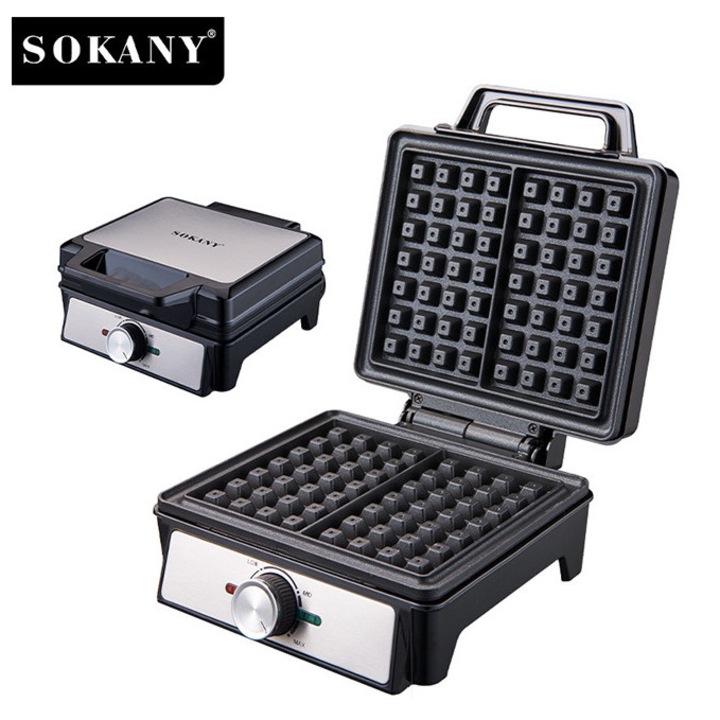 Sokany Aparat de vafe/gofre Breville, 1600W, capacitate 2 gofre, Placi antiaderente, indicatoare luminoase, Negru
