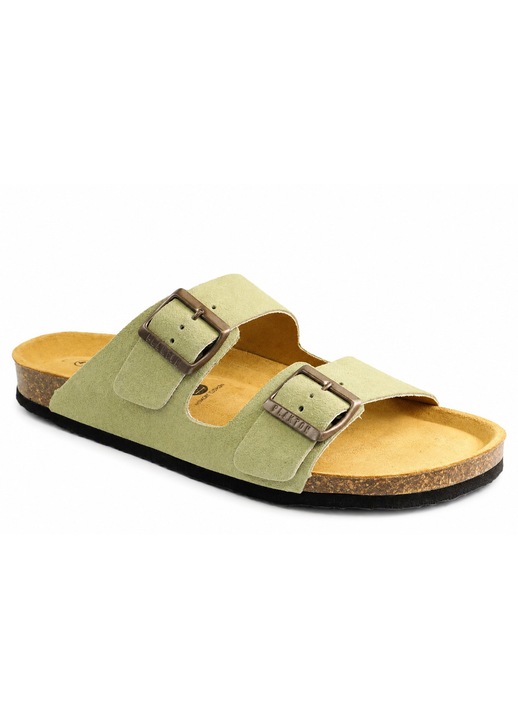 Papuci barbati piele intoarsa naturala 175857, Verde