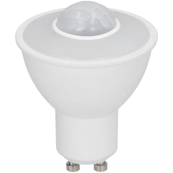 Bec LED cu senzor de miscare, 5W, alb rece, 5x6cm