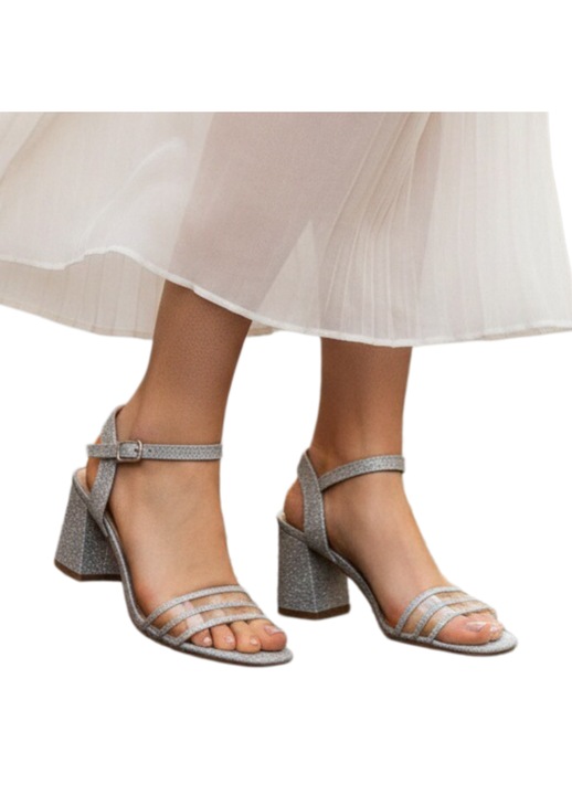 Sandale elegante cu toc GL44argintiu 126001, Argintiu
