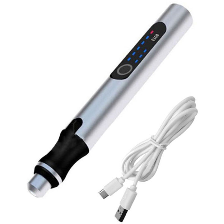 Instrument de gravat portabil, mini burghiu electric, argintiu, 210x135x35mm