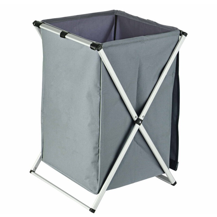 Cos rufe pliabil, gri, 58x38x38cm, cadru aluminiu