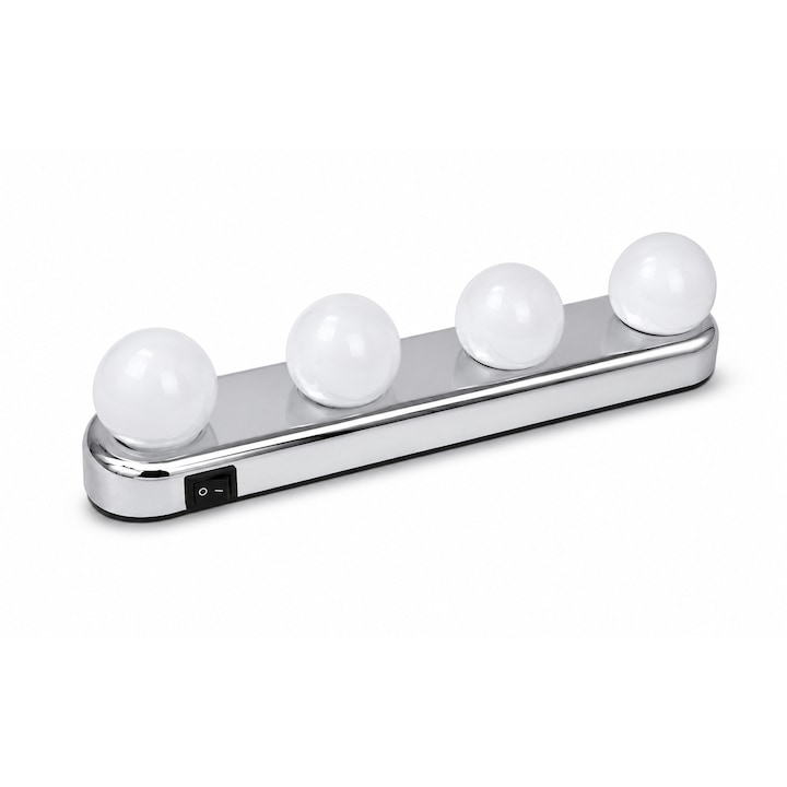 ZANOX® Studio Glow Lámpa 4 LED Izzóval Tükörhöz, Smink- és Makeup Világítás, Egyszerű Felszerelés, 30x6x7cm