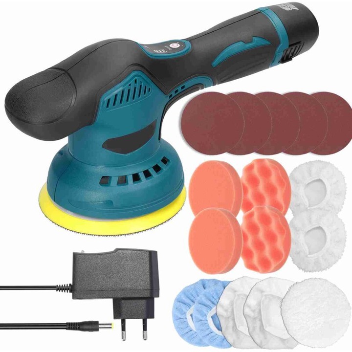 Polizor auto orbital fara fir, 380W, 125mm, 275x140mm, multifunctional