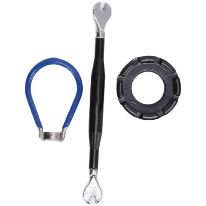 Set chei pentru spite bicicleta, 3 piese, otel, albastru, 4x1.2x0.5cm