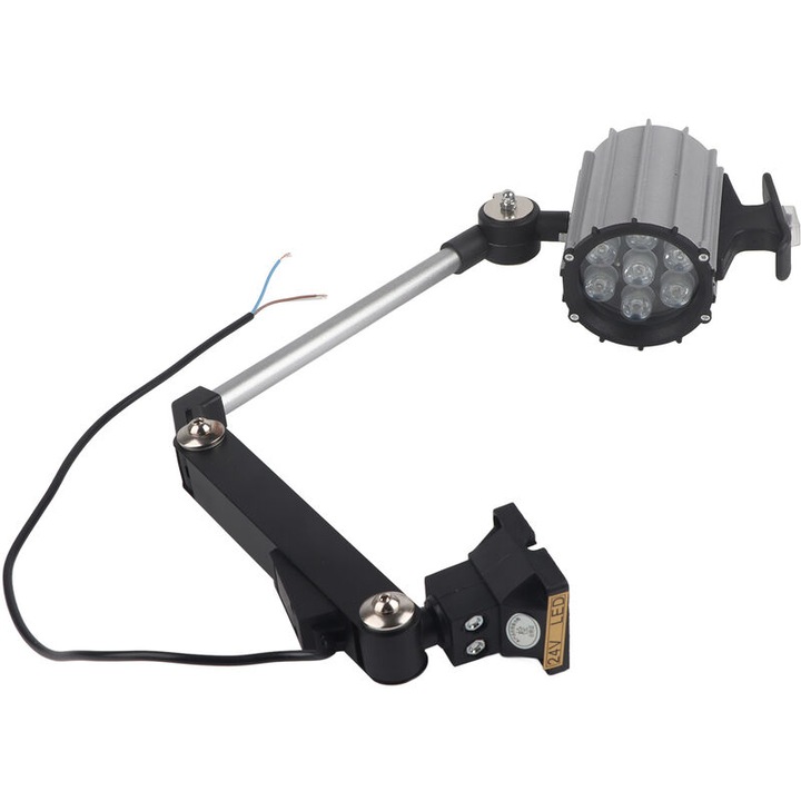 Lampa de lucru LED 7W 24V, reglabila, argintiu-negru, 360x180x360 grade