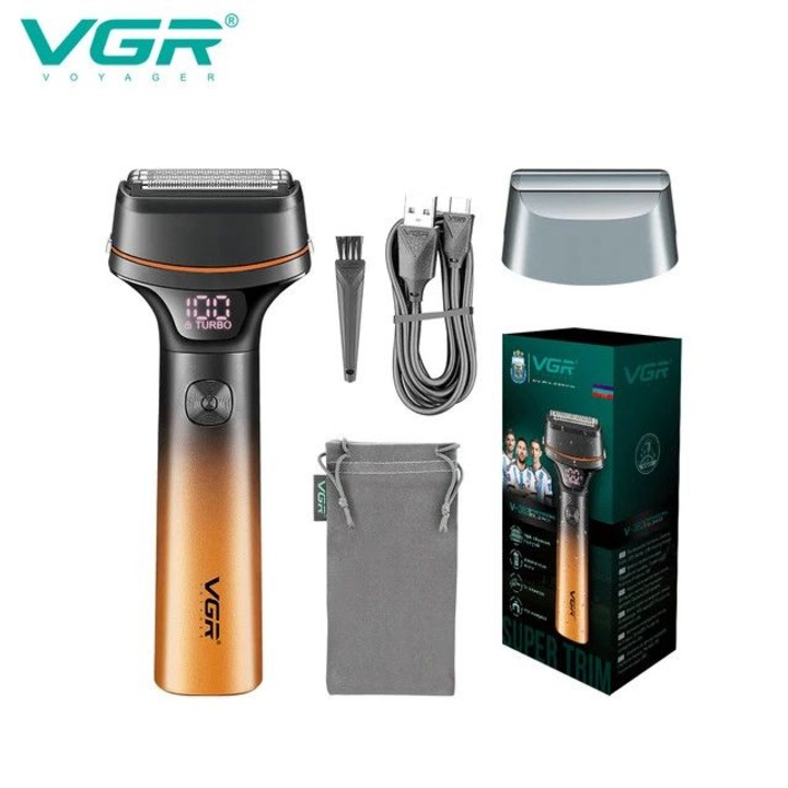 VGR V-382 professzionális borotva, AFA kiadás, 130 perc üzemidő, Wet & Dry, Turbo mód