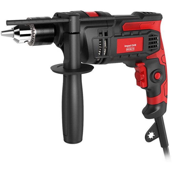 Bormasina cu percutie 850W, 2-in-1, 0-3000rpm, maner rotativ, 13mm, negru