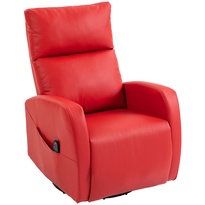 HOMCOM Relaxációs Masszázsfotel, PU bőr, 73.5 x 97 x 86 cm, Piros