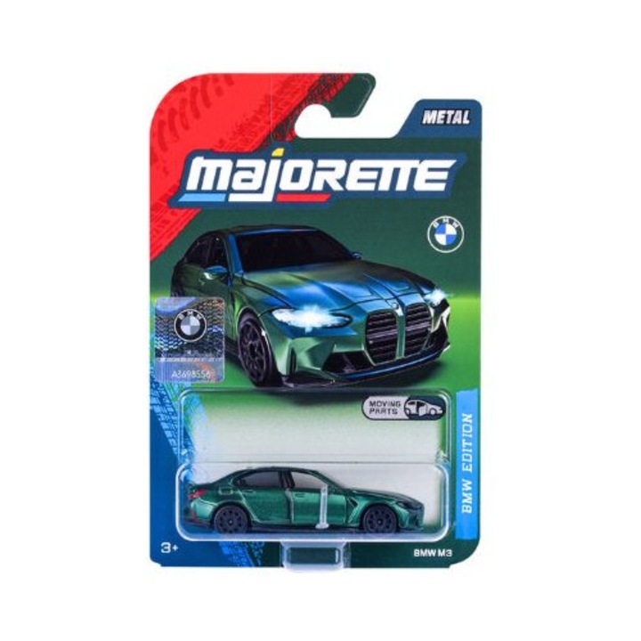 BMW M3 G80 zöld autómodell 1:64 méretarányban, Majorette