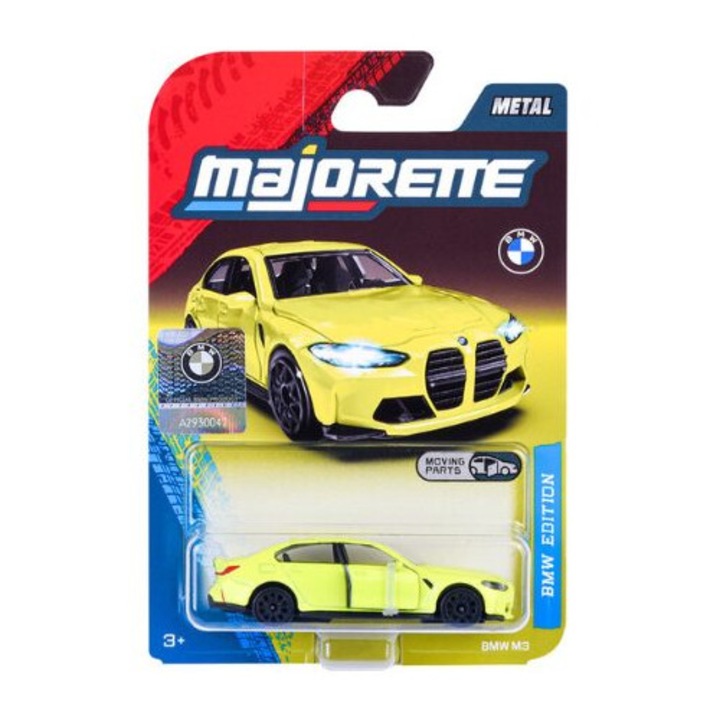 BMW M3 G80 sárga autómodell 1:64 méretarányban, Majorette