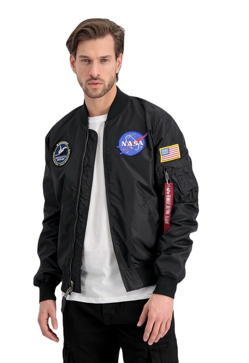 Férfi dzseki, Alpha Industries, MA-1 TT Two Tone NASA, megfordítható, fekete, gyári, M INTL