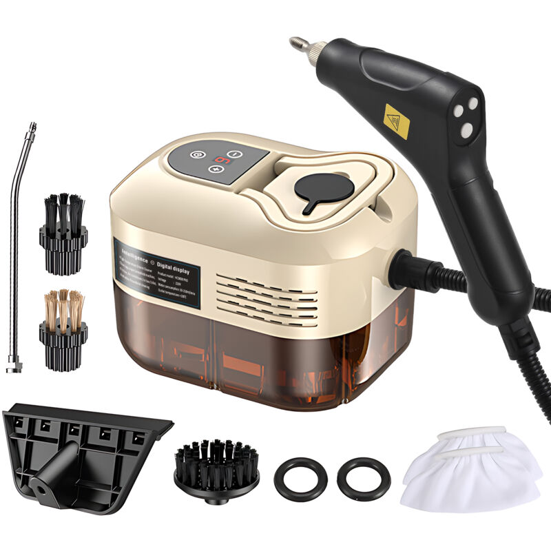 Aparat de curatat cu abur portabil, 6 accesorii, 105C, 1500W, 1200ml, alb