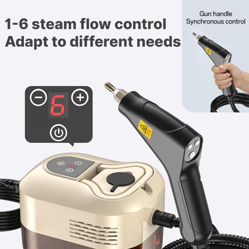 Aparat de curatat cu abur portabil, 6 accesorii, 105C, 1500W, 1200ml, alb