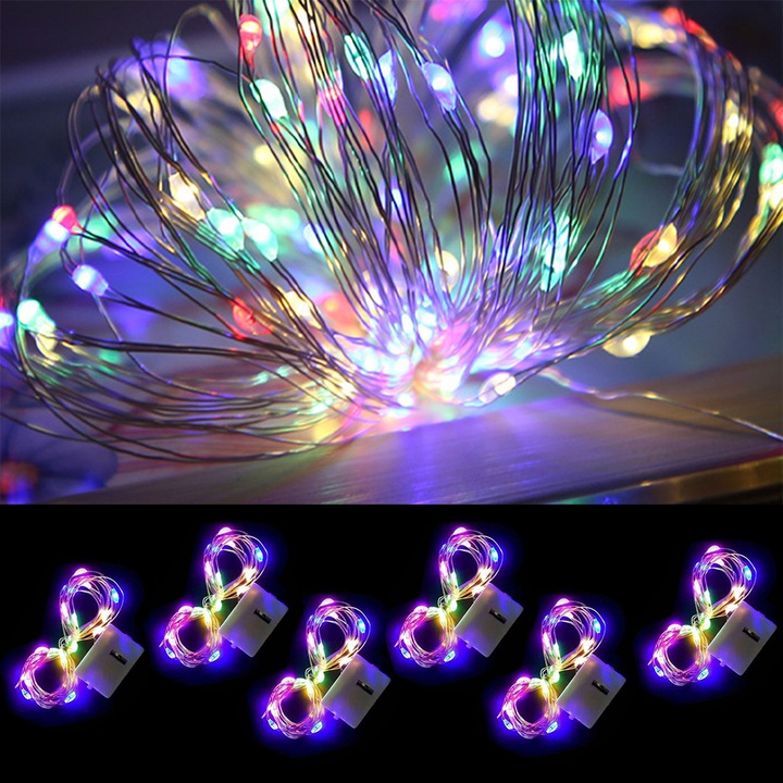 FooFoony 6 darabos mini tündérfény csomag elemmel, 2 m 20 LED-es elemes tündérfény 3 üzemmóddal, vízálló kis tündérfények, elemmel működő esküvői parti karácsonyi beltéri dekorációkhoz, szín