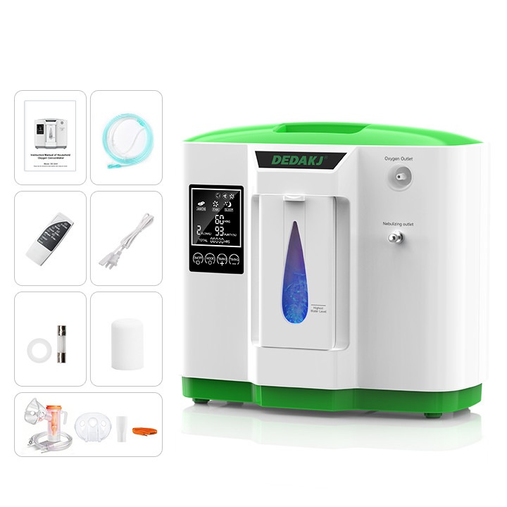 Concentrator de oxigen portabil DEDAKJ: Puritate oxigen 93%±3%, Debit reglabil (2–9 L/min), Echipat cu functie de nebulizare, Alimentare continua cu oxigen, Suporta operare cu telecomanda