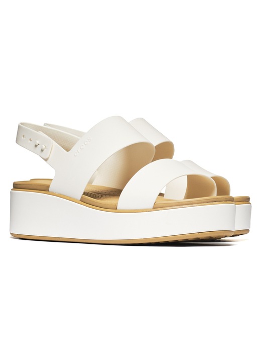 Női szandál, Crocs, Brooklyn Matte Wrap Low Wedge, fehér, szintetikus anyag