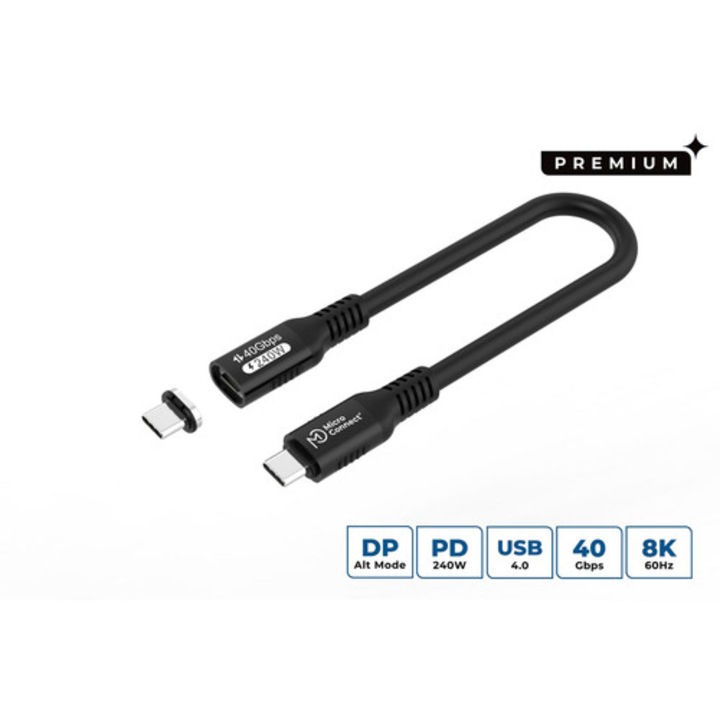 MicroConnect USB4 Gen 3x2 USB-C kábel 0,15m fekete