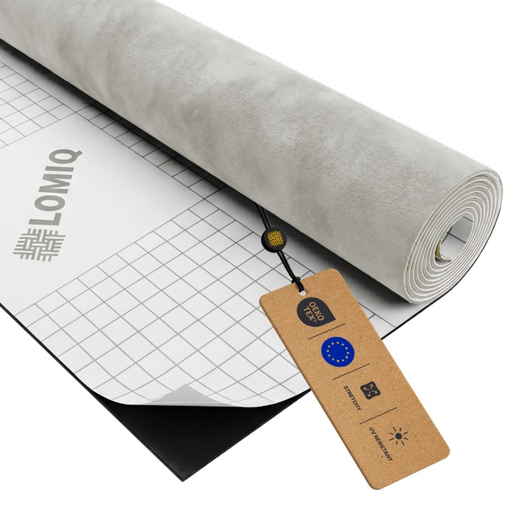 Catifea autoadeziv, Tricot din velur, LOMIQ, Imitatie piele intoarsa, Tesatura moale pentru Decoratiunicreative, Auto, DIY, Panels, Culoare Argintiu, Dimensiune 500 cm x 150 cm