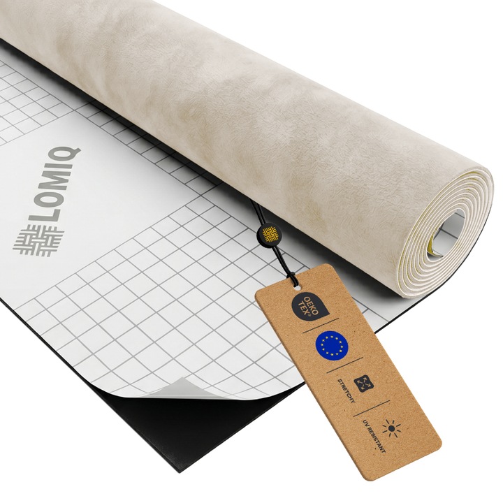 Catifea autoadeziv, Tricot din velur, LOMIQ, Imitatie piele intoarsa, Tesatura moale pentru Decoratiunicreative, Auto, DIY, Panels, Culoare Ecru, Dimensiune 500 cm x 150 cm