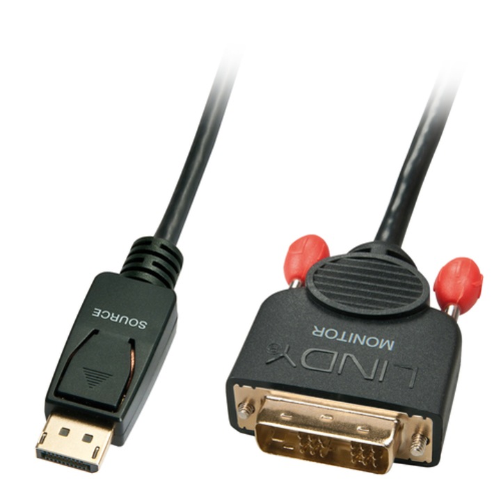 Lindy 41489 kábeladapter 0,5m DisplayPort DVI-D fekete
