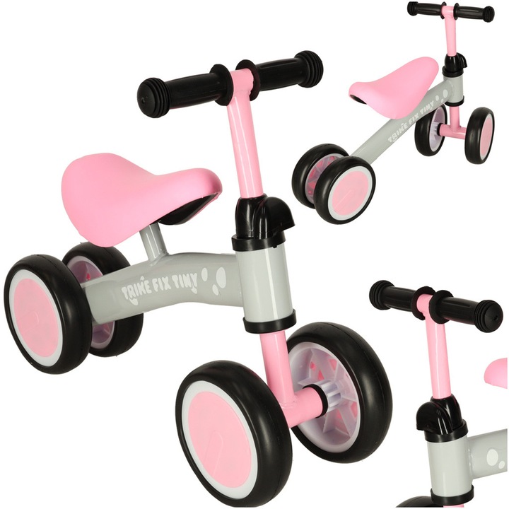 Bicicleta fara pedale/Premergator pentru fete, cu patru roti, roz