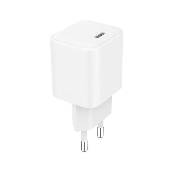 Incarcator Retea Cellara Gan 20W Usb C Cu Cablu Detasabil Type C - Lightning - Alb