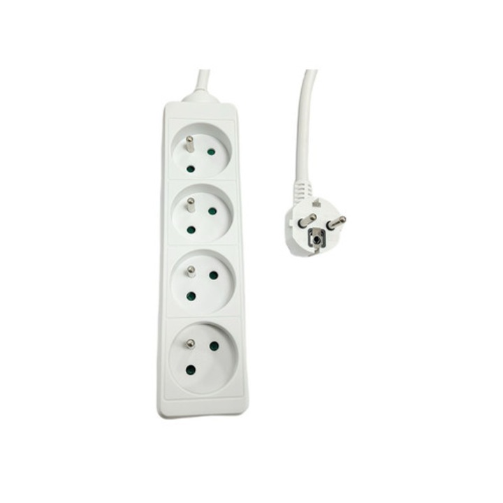 MicroConnect 4 aljzatú hosszabbító, fehér, 3m