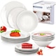 Serviciu De Masa Complet Pentru 6 Persoane, Vilde, Model Neted Clasic Si Elegant, 18 Piese (6 Farfurii Adanci 600ml, 6 Farfurii Intinse Pranz, 6 Farfurii Desert), Alb Pur, Portelan Premium, Ideal Pentru Evenimente Festive Si Utilizare Zilnica, Horeca