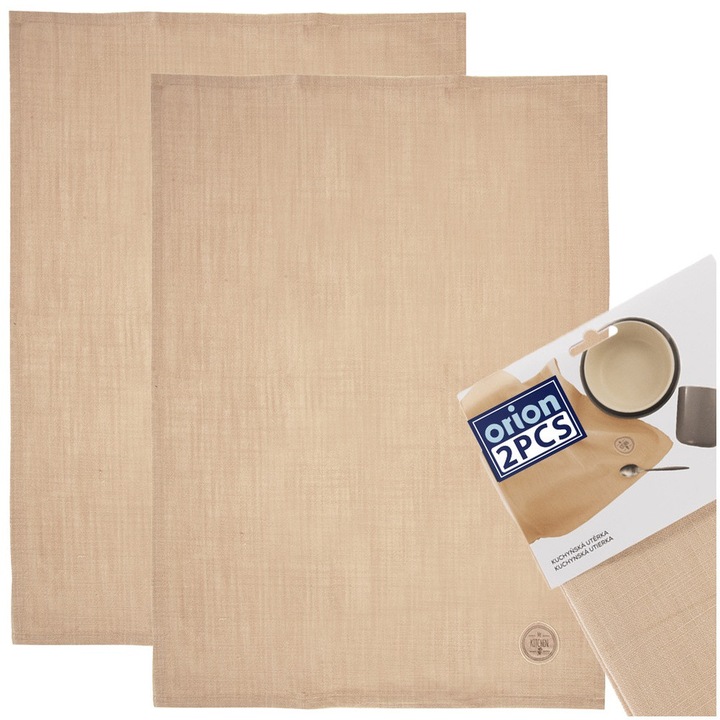 Set 2 Prosoape De Bucatarie, Orion, Model Clasic Cu Broderie My Kitchen, 70x50 cm, Bej, Bumbac 100% Cu Putere Mare De Absorbtie, Lavabile La 40°C, Lavete Textile Ideale Pentru Stergerea Veselei Si A Mainilor, Accesorii Esentiale De Uz Casnic