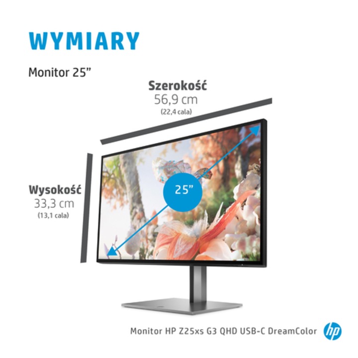 Monitor HP Z25xs G3 QHD USB-C DreamColor negru 25" 2560x1440px