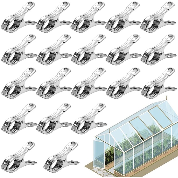 20 de cleme de sera din otel inoxidabil rezistente la vant, accesorii pentru sera pentru repararea prelatelor impermeabile