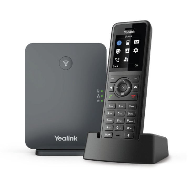 Yealink W77P vezeték nélküli IP telefon, fekete, 4.57cm TFT 128x160px