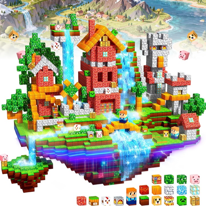 Комплект магнитни строителни блокчета, Bedee, 150 части, 3D конструкции, Направи си сам, Множество възможности за строене, Образователен/Творчески, Развива въображението, Здрав нетоксичен материал, Идеален подарък за деца 3 години+, Многоцветен