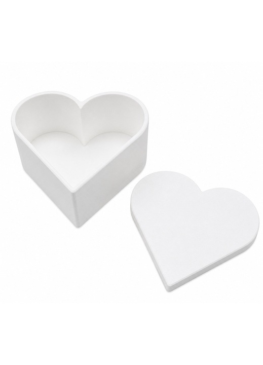 Cutie cadou inima cu capac, pentru bijuterii, cadouri sau decor, printata 3D, alb, 10 cm x 10 x 6cm Dual Stax