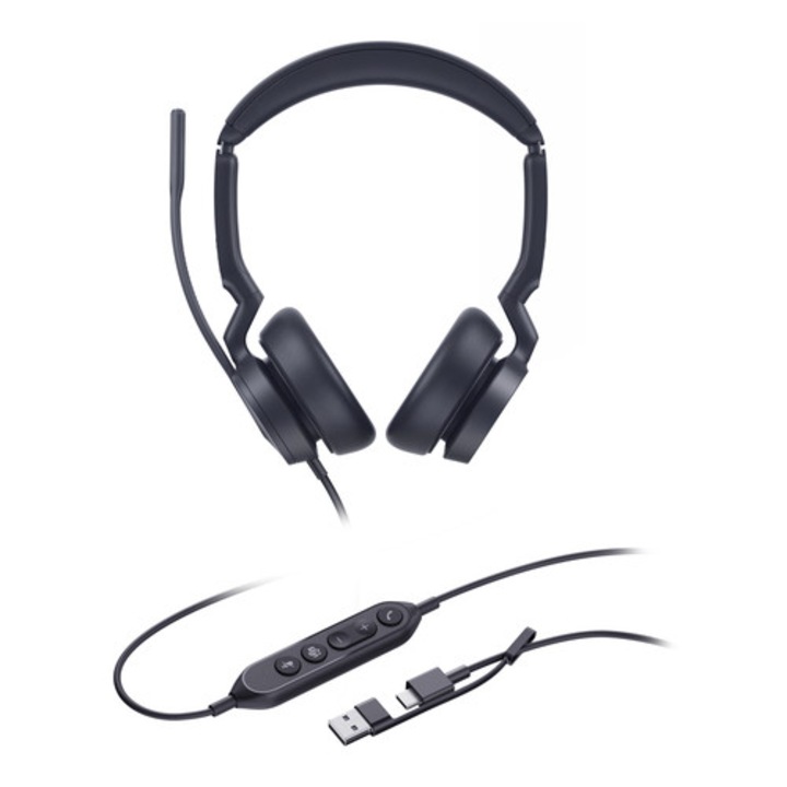 Casti Yealink UH46 Dual Teams USB-C/A, negru, 2.15m, 166g