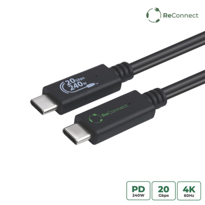 MicroConnect USB-C 3.2 Gen 2x2 fekete 0.5m adatkábel