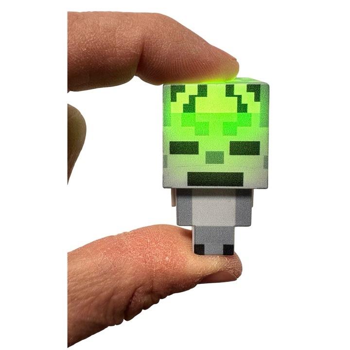 Minecraft Világító Szörny 6 cm-es kulcstartó LED fénnyel, pixel játék design
