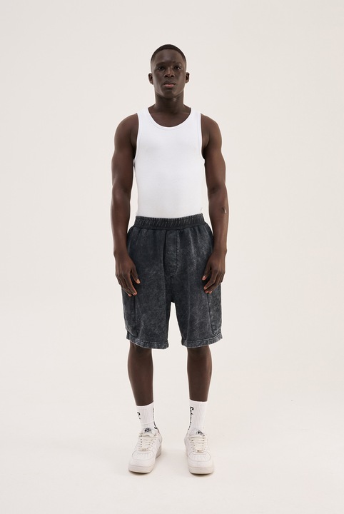 Pantaloni barbati, Machinist, oversize, cu patch-uri, negru