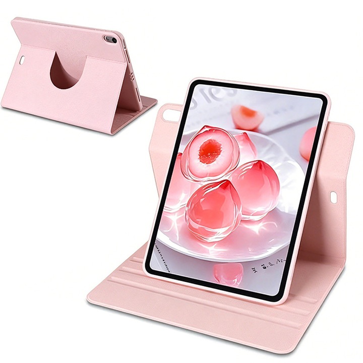 Husa de protectie pentru iPad 11 (A16）11" 2025, husa pentru iPad 10 10, 9 inch 2022, Zeguer, Rotatie la 360°, husa spate ultra-subtire din TPU moale, roz