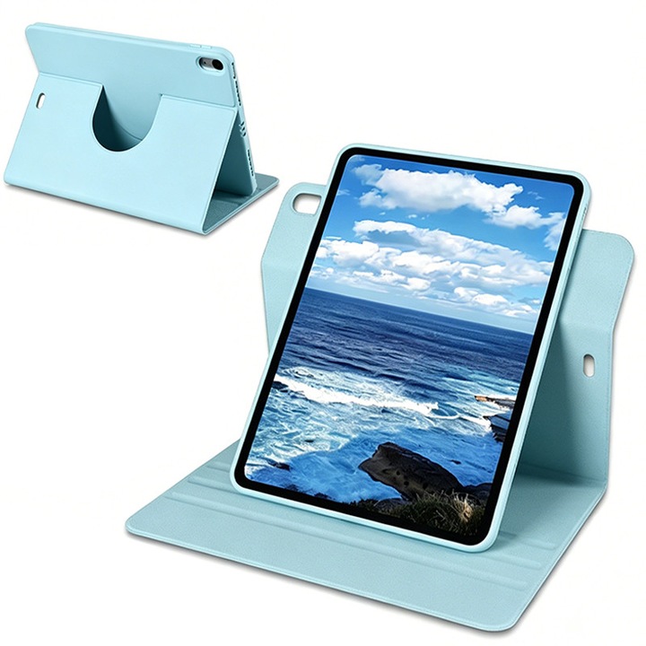 Husa de protectie pentru iPad 11 (A16）11" 2025, husa pentru iPad 10 10, 9 inch 2022, Zeguer, Rotatie la 360°, husa spate ultra-subtire din TPU moale, albastru